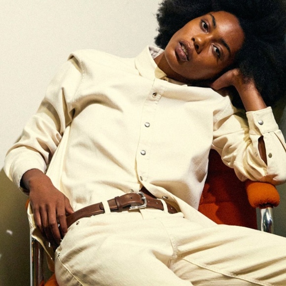 Tibi Garment Washed Twill Easy Shirt Beige XXS (M) - Picture 8 of 9